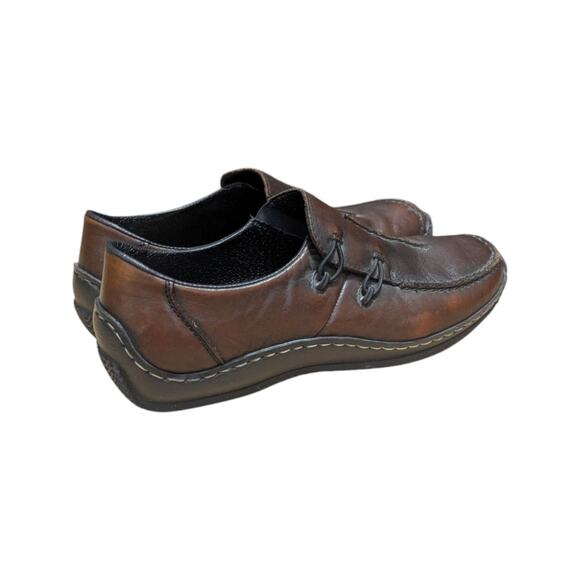 Rieker Antistress Celia Slip On Leather Shoes Slip On Brown Square Toe Womens - Picture 3 of 8